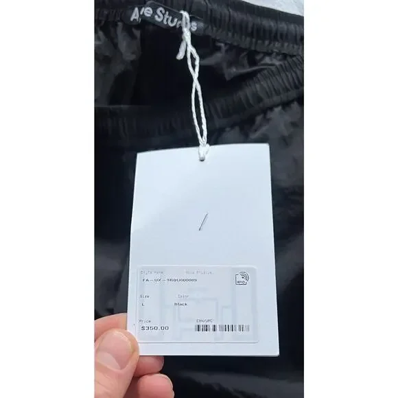 NWT Acne Studios FW24 Crinkle Nylon Regular Fit Trousers Men’s L Face Logo $350
